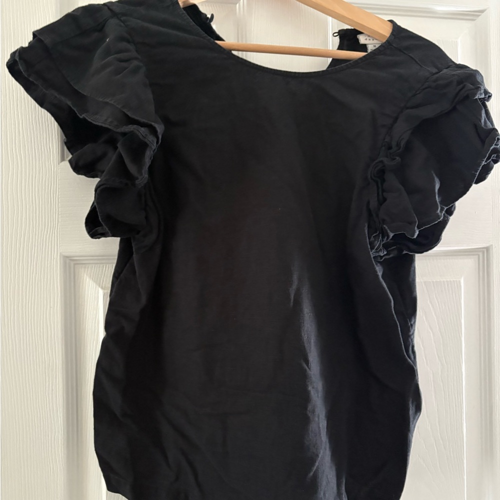 Women's Black Ruffle Sleeve Top